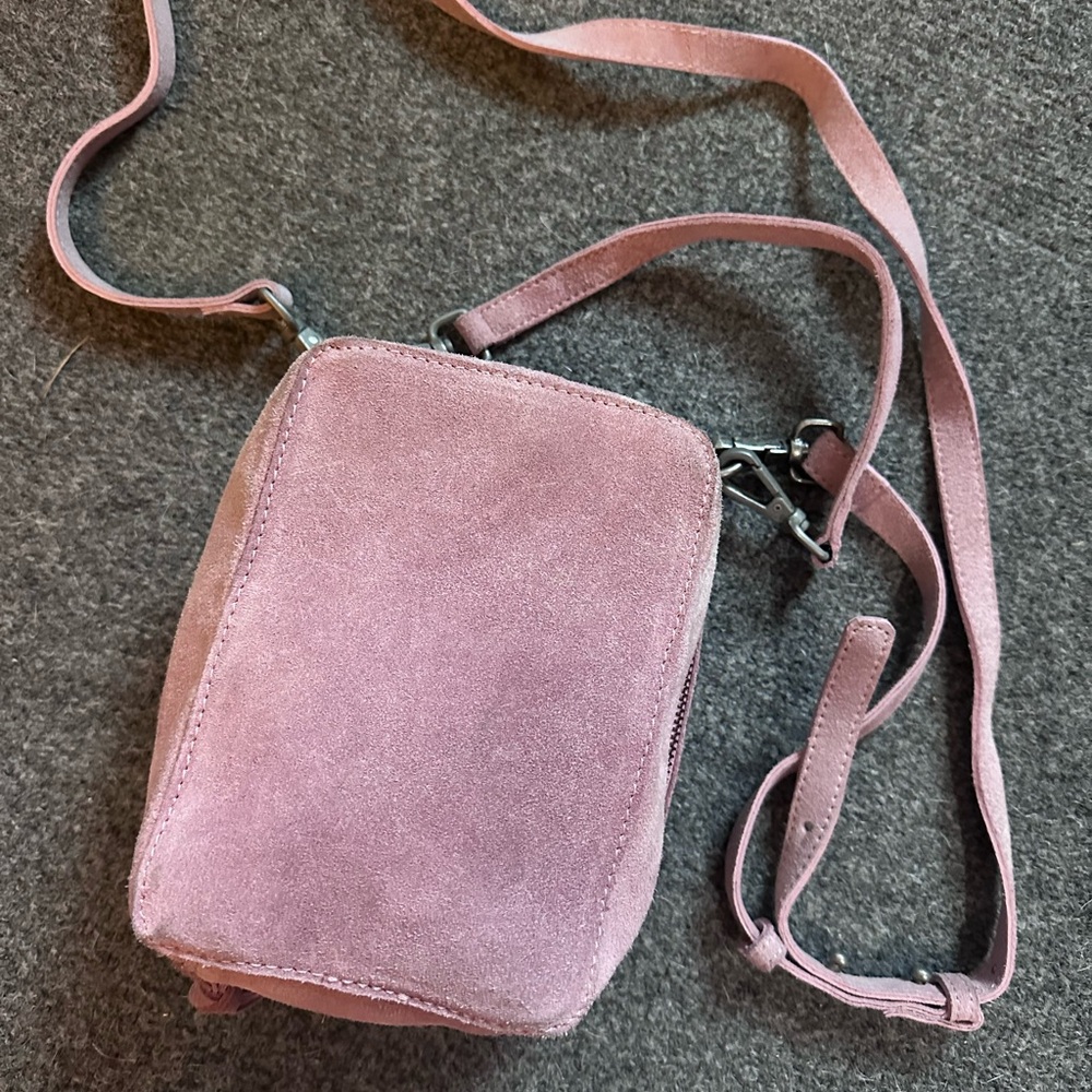 Pink Suede Crossbody Bag